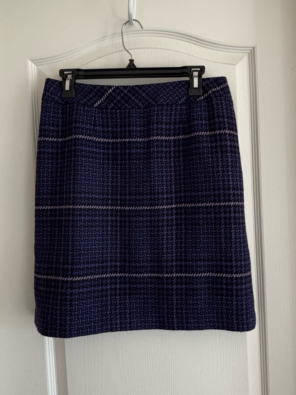 Chadwicks sz 8P Petite Purple Black Plaid Wool-Blend Skirt academia preppy work